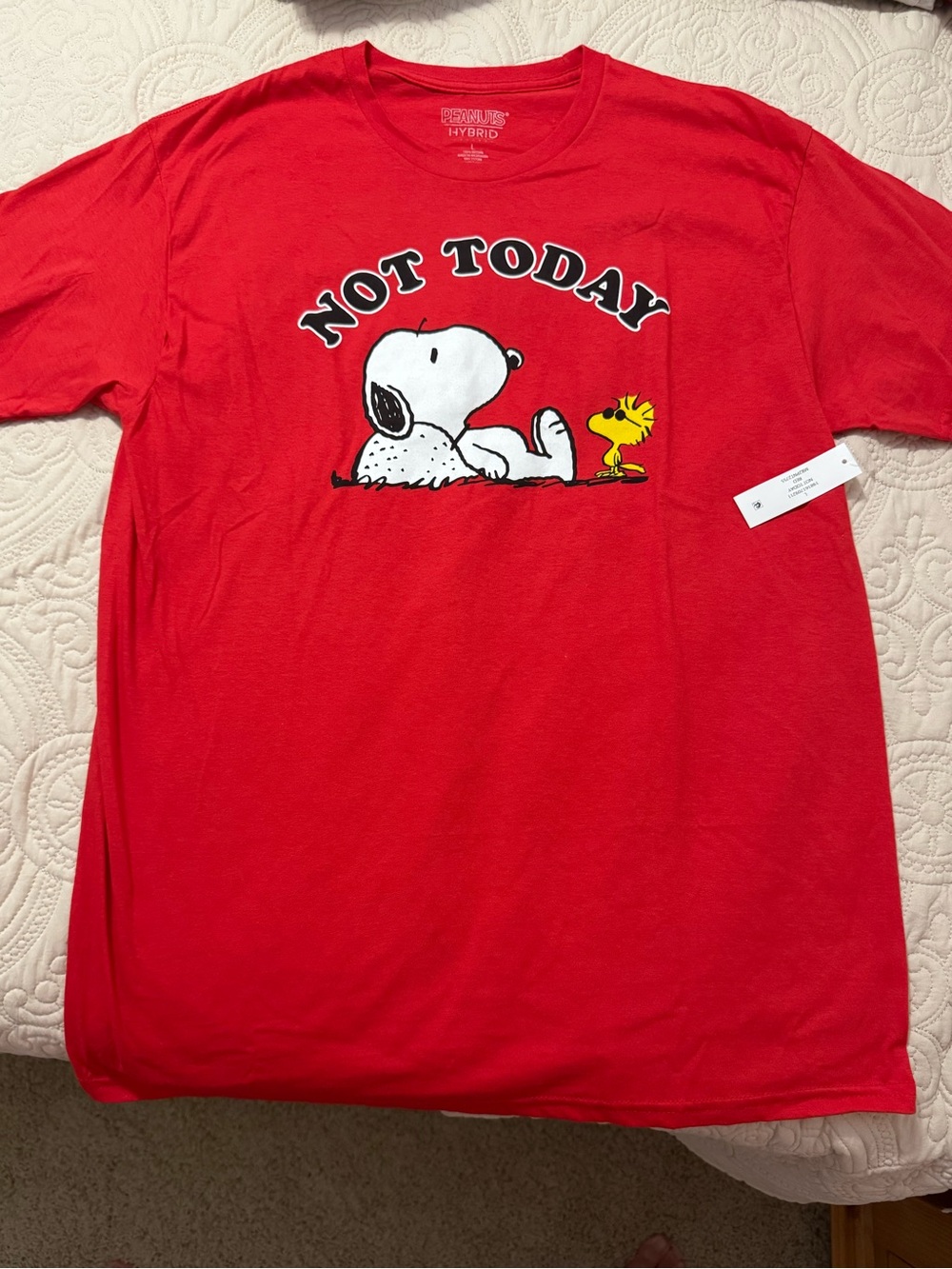 Peanuts Red with Snoopy & Woodstock "Not Today"